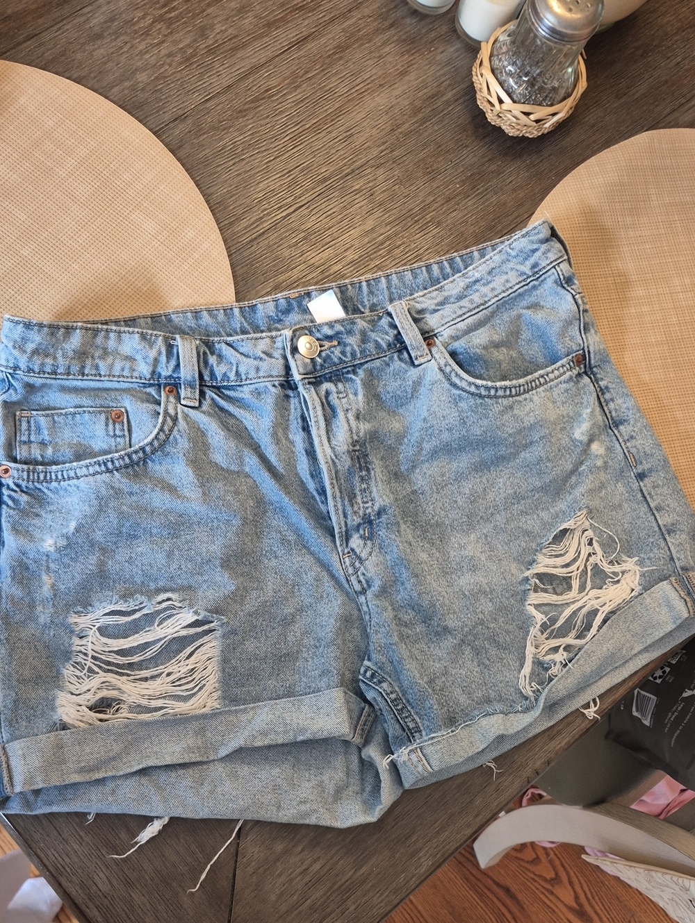h&m Light Blue Distressed Denim Women’s Shorts